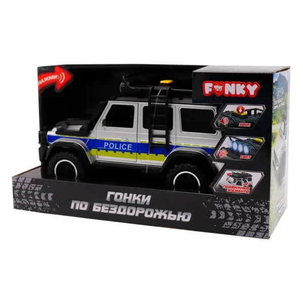 Funky Toys FT0838786 Полицейская машина "Гонки по бездорожью" со светом и звуком, открывающиеся две