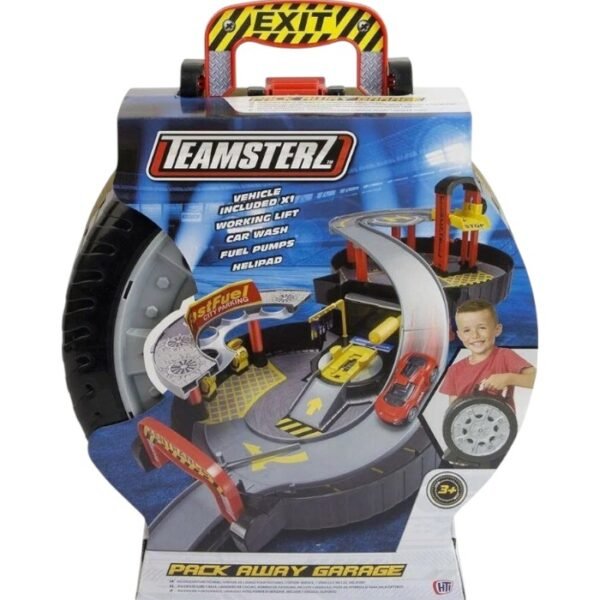 HTI 1416484 Игр.Наб. Гараж в чемоданчике, с 5-ю метал. Машинками, Teamsterz