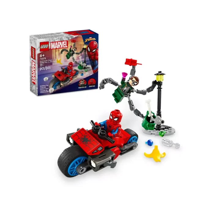Lego 76275 Супер Герои Погоня на мотоцикле: Человек-паук против доктора Осьминога