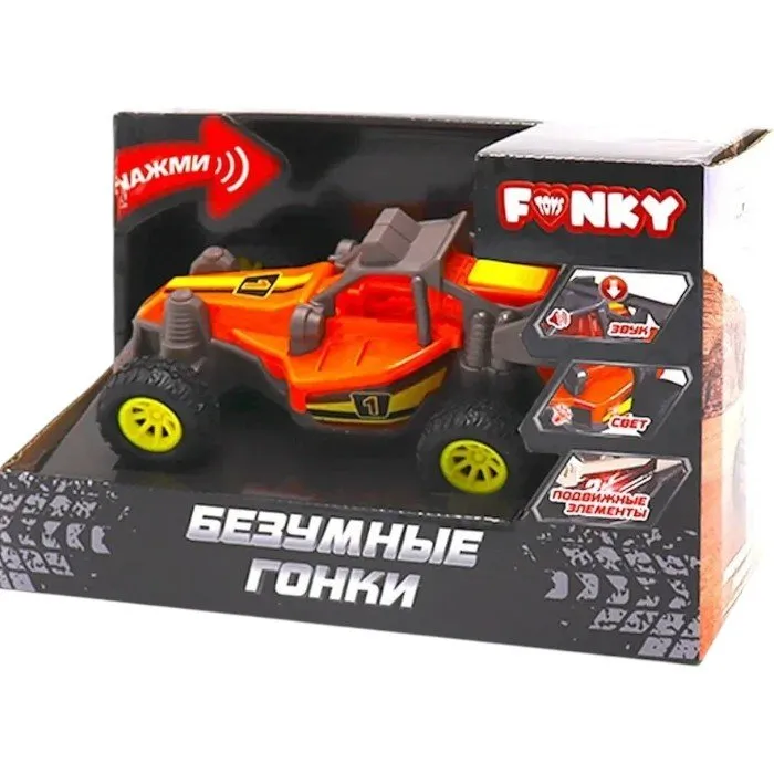 Funky Toys FT0244013 Оранжевый внедорожник "Безумные гонки" со светом и звуком, 12 см — изображение 3