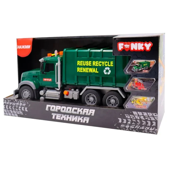 Funky Toys FT0454662 "Городская техника" фрикционная машина-мусоровоз со светом и звуком, 37 см — изображение 3