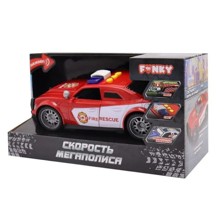 Funky Toys FT0838784 Пожарная машина "Скорость мегаполиса" со светом и звуком, открывающиеся двери, - Image 2