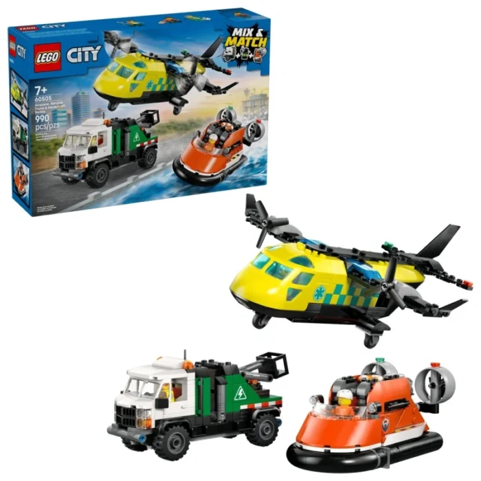 Lego 60505 Город Самолет, служебный грузовик и катер на воздушной подушке