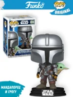Фигурка Funko POP! Star Wars Мандалорец с Грогу на спине (818)